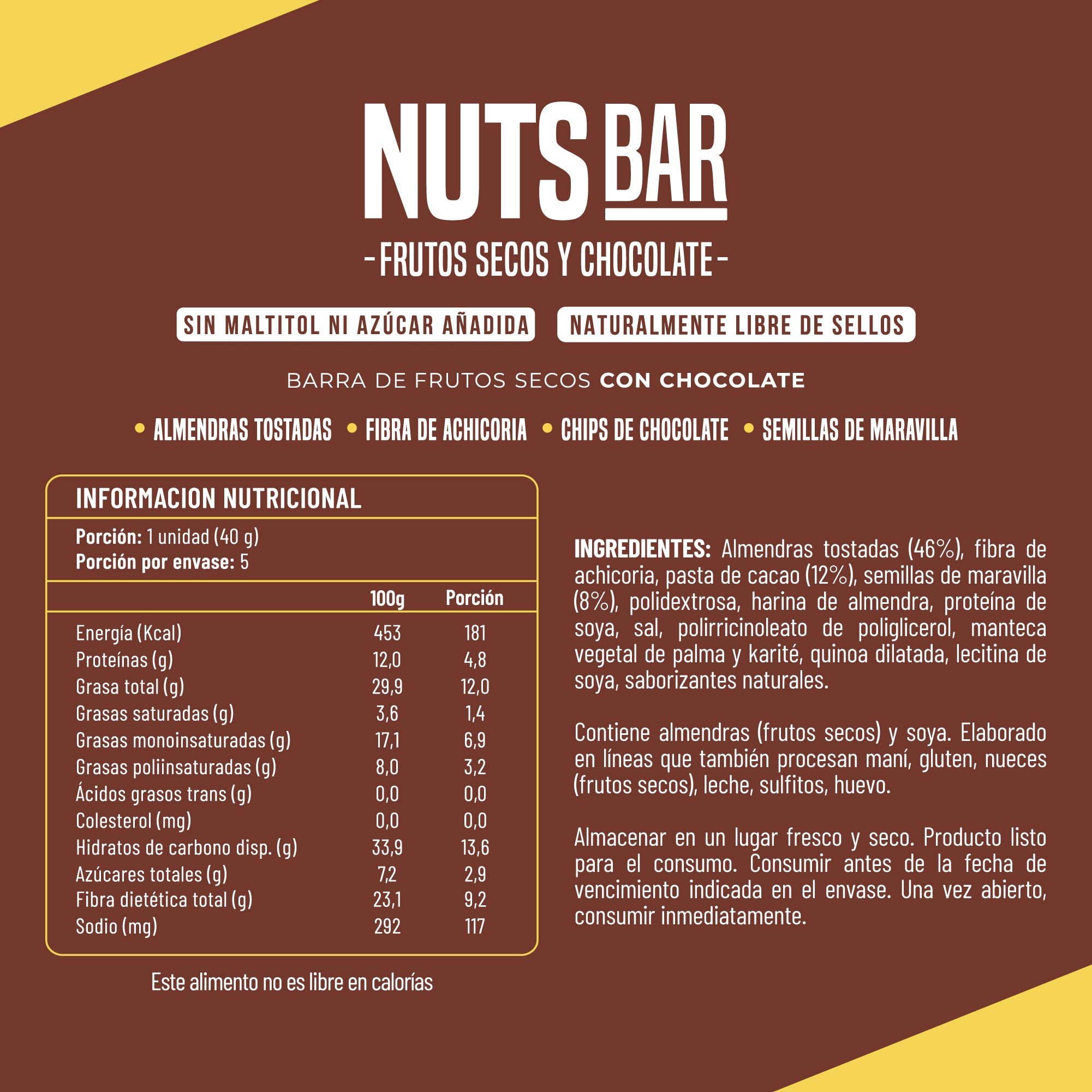 Barritas de frutos secos IPAL Nutsbar con Chocolate