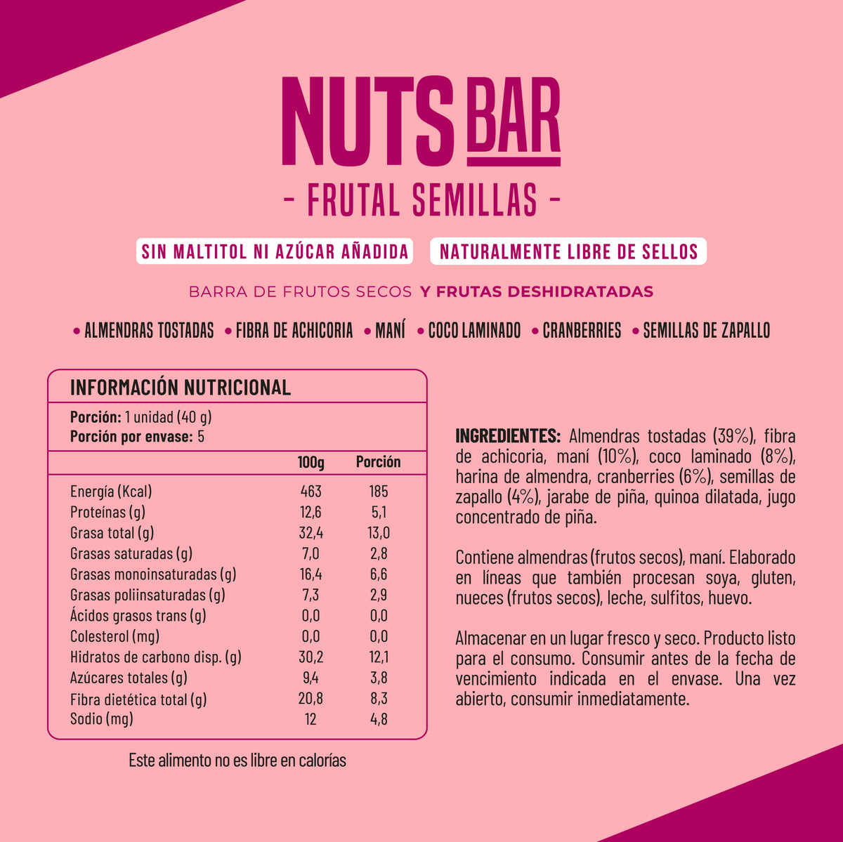 Barritas de frutos secos IPAL Nutsbar Frutal Semillas
