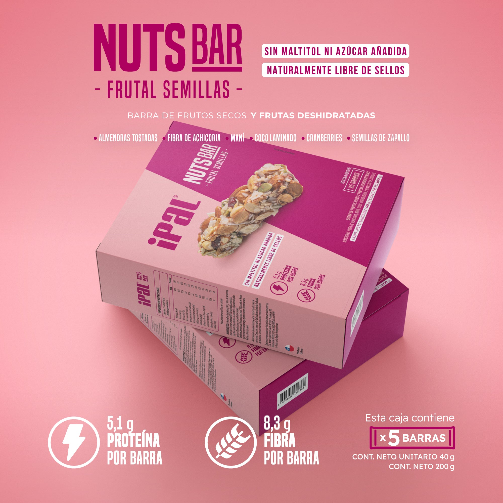 Barritas de frutos secos IPAL Nutsbar Frutal Semillas