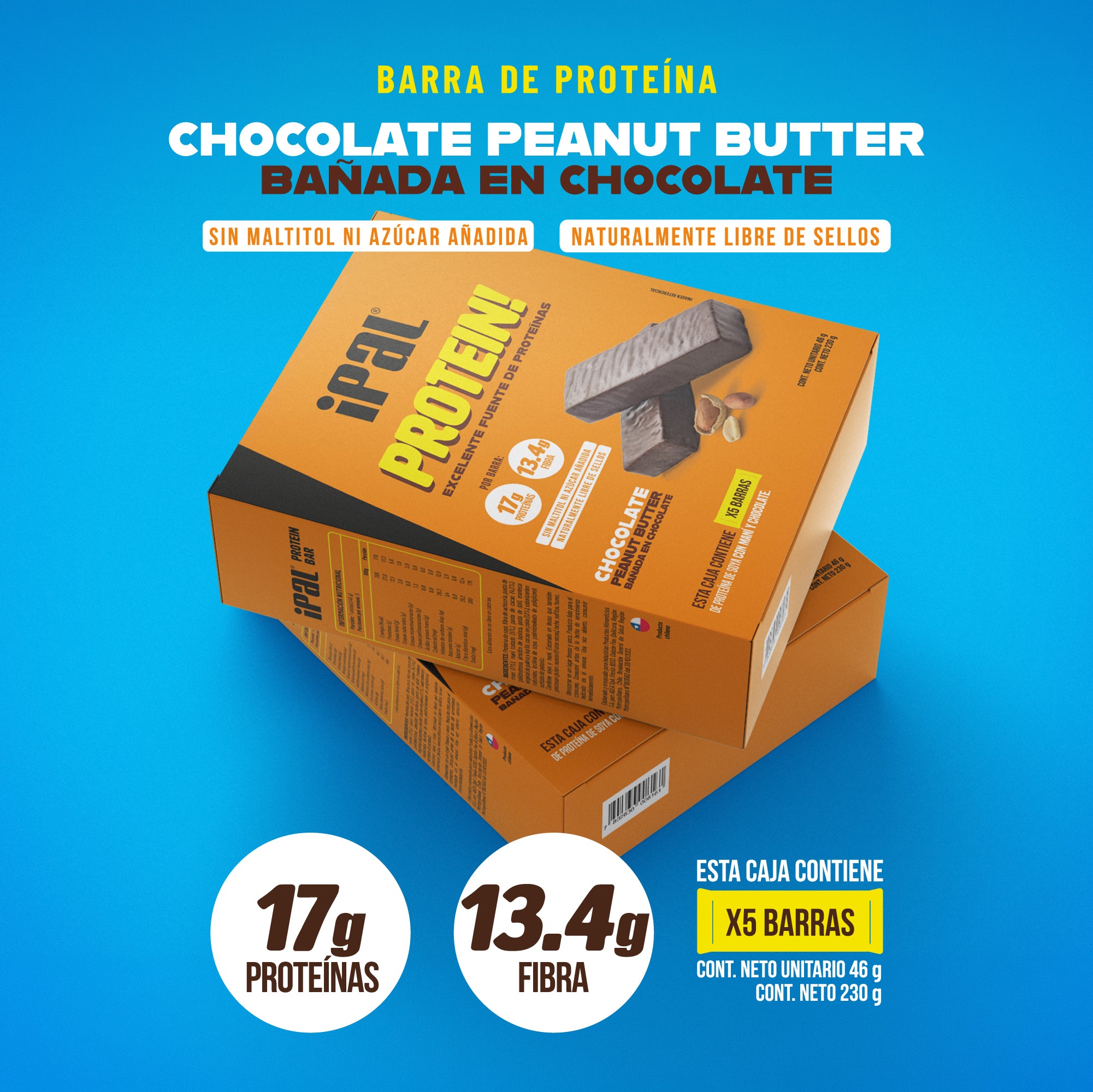 Barritas de proteína IPAL Protein! Chocolate Maní