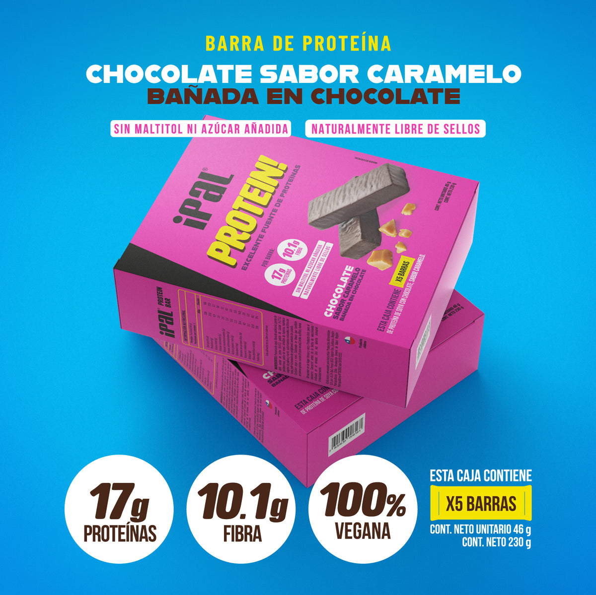 Barritas de proteína IPAL Protein! Chocolate Caramelo