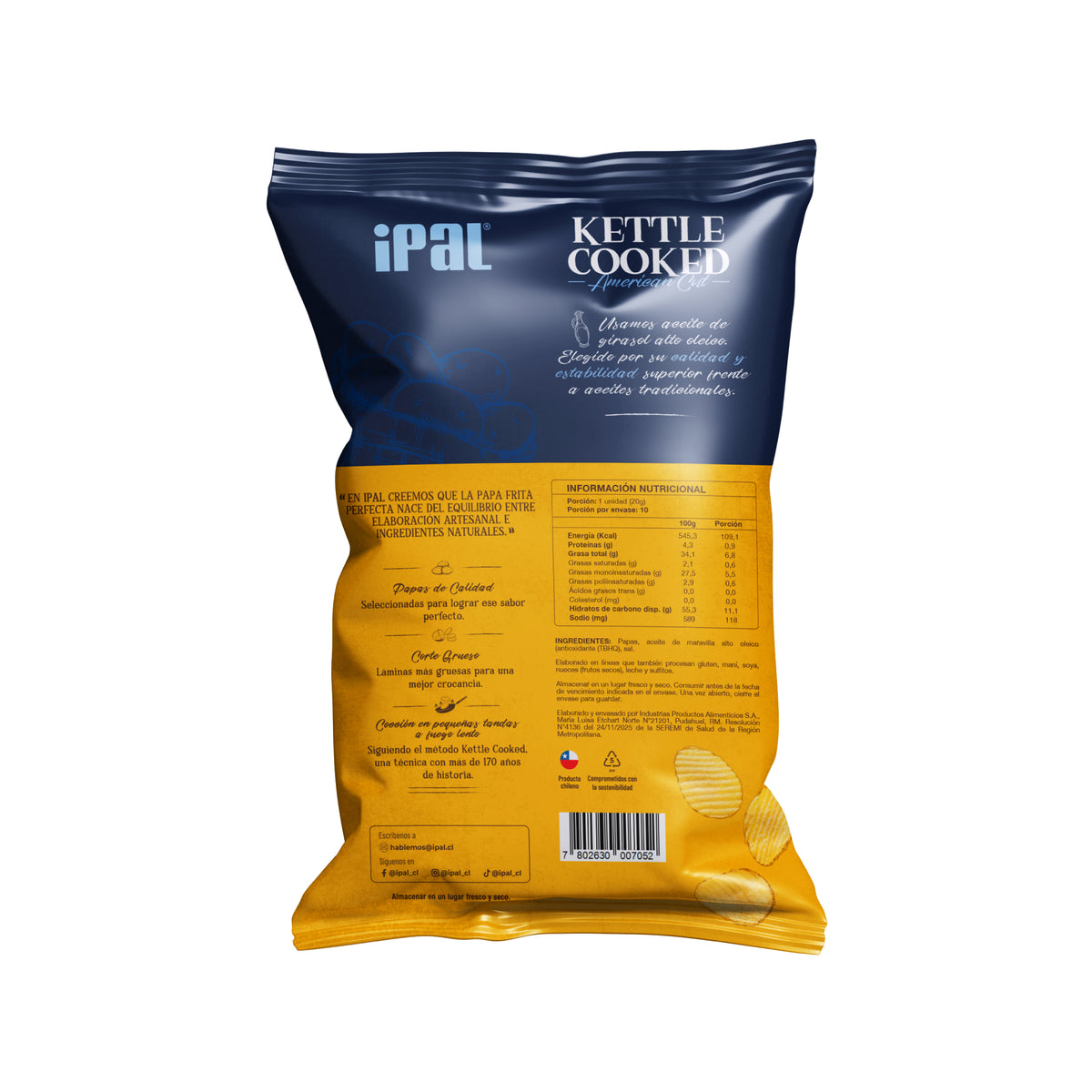 Papas Fritas Corte Americano IPAL Kettle Cooked Sal de Tarapacá 200 g