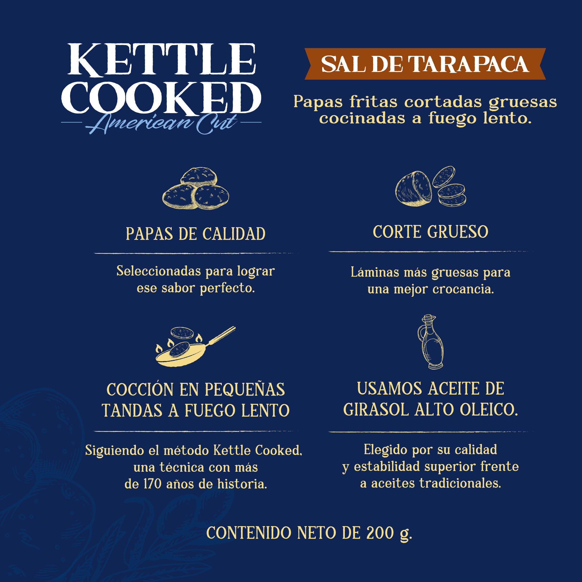 Papas Fritas Corte Americano IPAL Kettle Cooked Sal de Tarapacá 200 g
