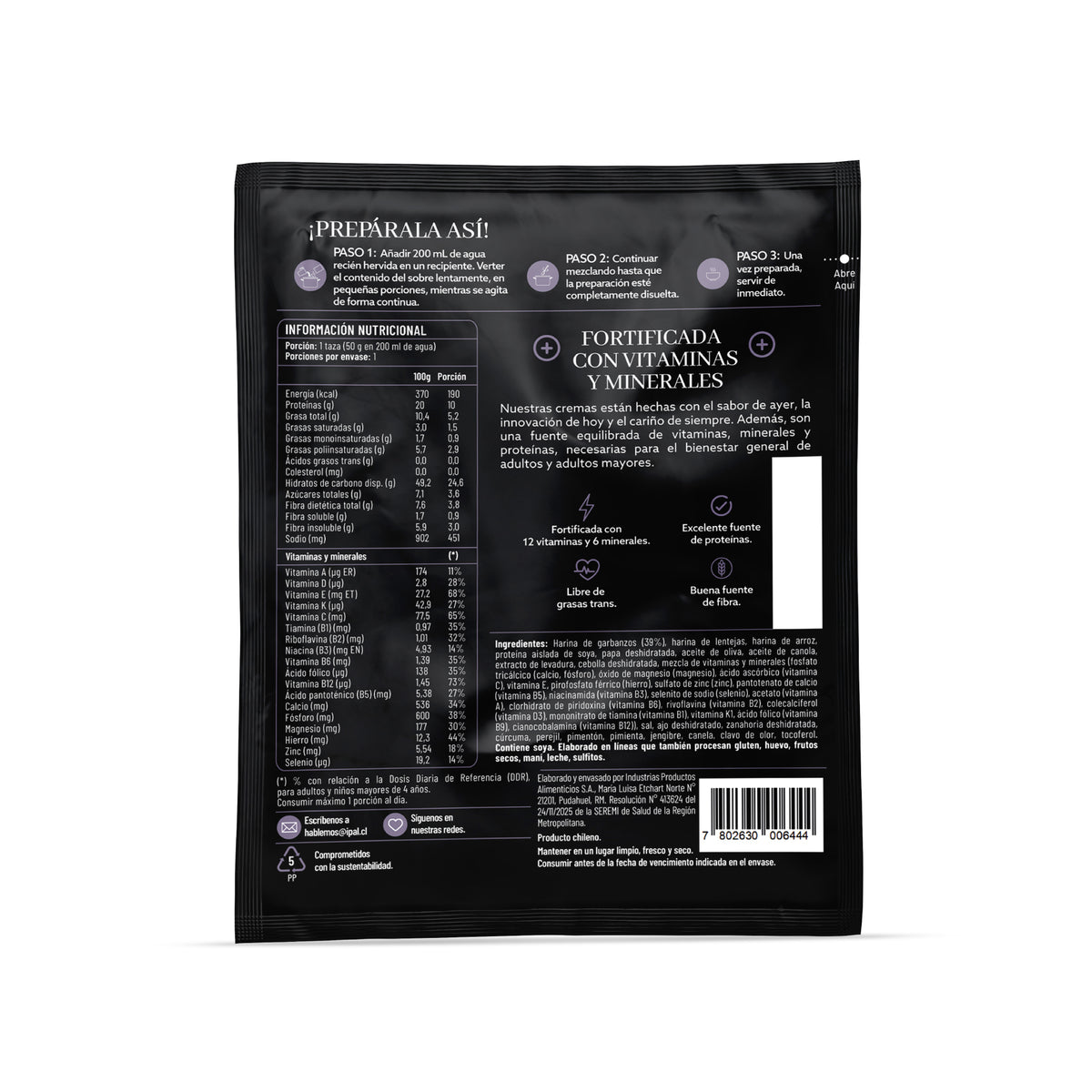 Crema Instantánea de Arverja y Tocino IPAL Nutrition