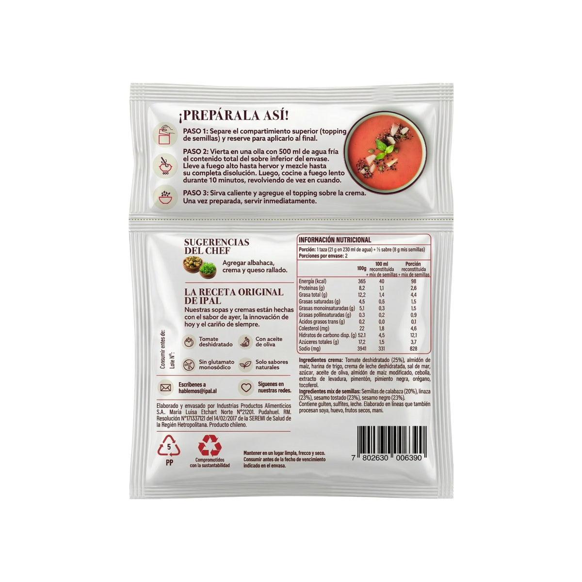 Crema de Tomate Mediterráneo IPAL Receta Original